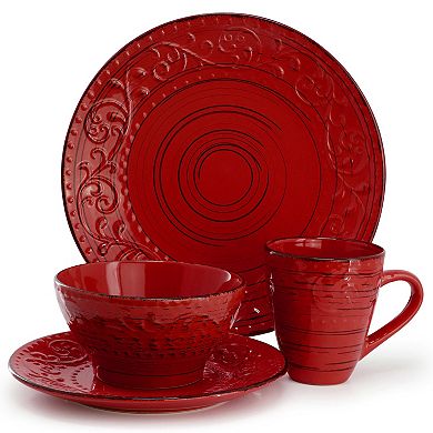 Malibu Ocean Bloom 16-Piece Dinnerware Set in Red
