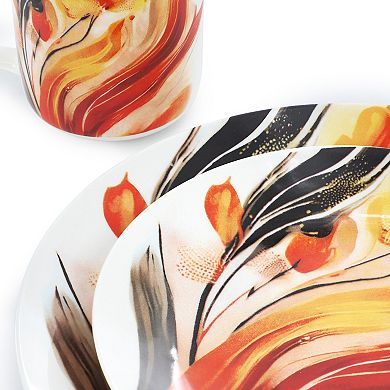 Tulip Fields 16 Piece Round Porcelain Dinnerware Set
