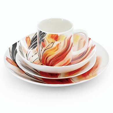 Tulip Fields 16 Piece Round Porcelain Dinnerware Set