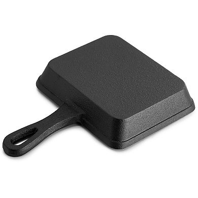 Mini Cast Iron Square Pan with Wood Tray