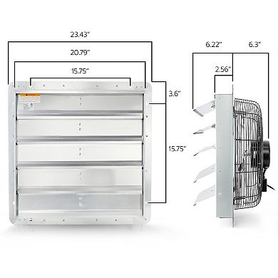 20 Inch Shutter Exhaust Fan with Power Cord