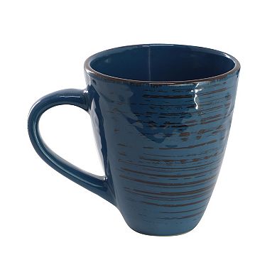 Malibu Sea Glass 16-Piece Stoneware Dinnerware Set in Dark Blue