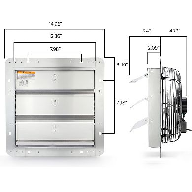 12 Inch Shutter Exhaust Fan with Power Cord