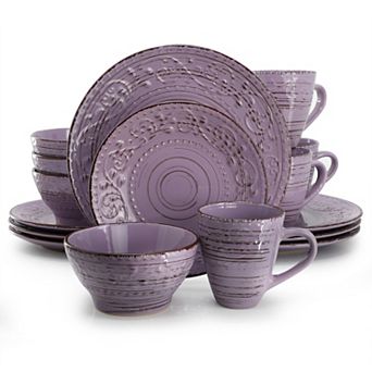 Malibu Mica 16 pc Stoneware Dinnerware Set in Purple