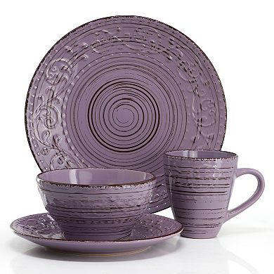 Malibu Mica 16-Piece Stoneware Dinnerware Set in Purple