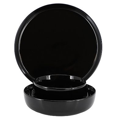 Duncan 18 Piece Porcelain Dinnerware Set in Black