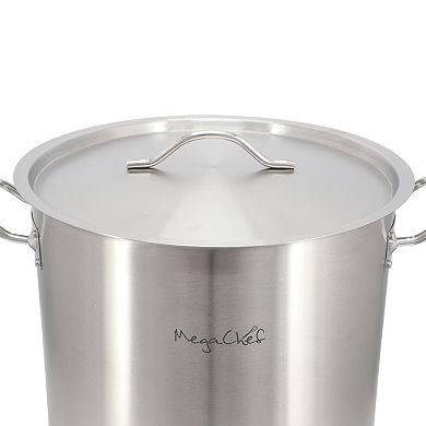 Professional Kitchen 38.5 Quart Round Stainless Steel Stock Pot with Lid