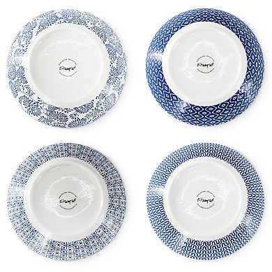 Aurora 16 Piece Assorted Porcelain Double Bowl Dinnerware Set in Blue