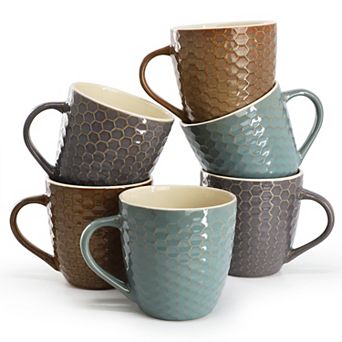 Honeysuckle 6 pc 15 oz. Mug Set, Assorted Colors