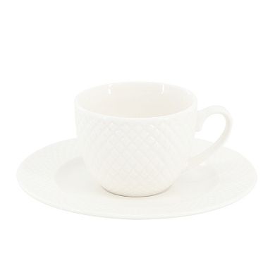 Sol 12 Piece 3 Ounce Porcelain Espresso Cup with Saucer Set in White