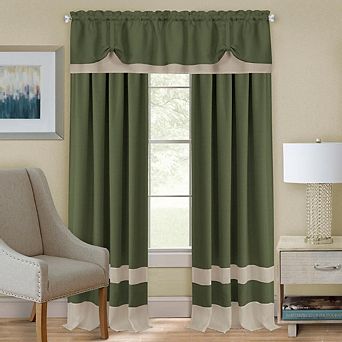 Kate Aurora Complete 3 pc Window In A Bag Flax Linen Curtain Set