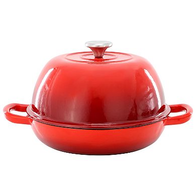 6 Quart Enameled Cast Iron Bread Pot in Red with Baking Mat
