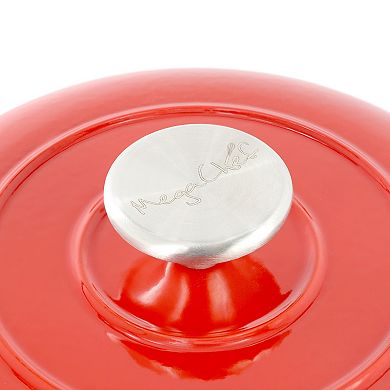 6 Quart Enameled Cast Iron Bread Pot in Red with Baking Mat