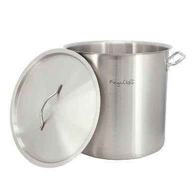 Professional Kitchen 52.8 Quart Round Stainless Steel Stock Pot with Lid