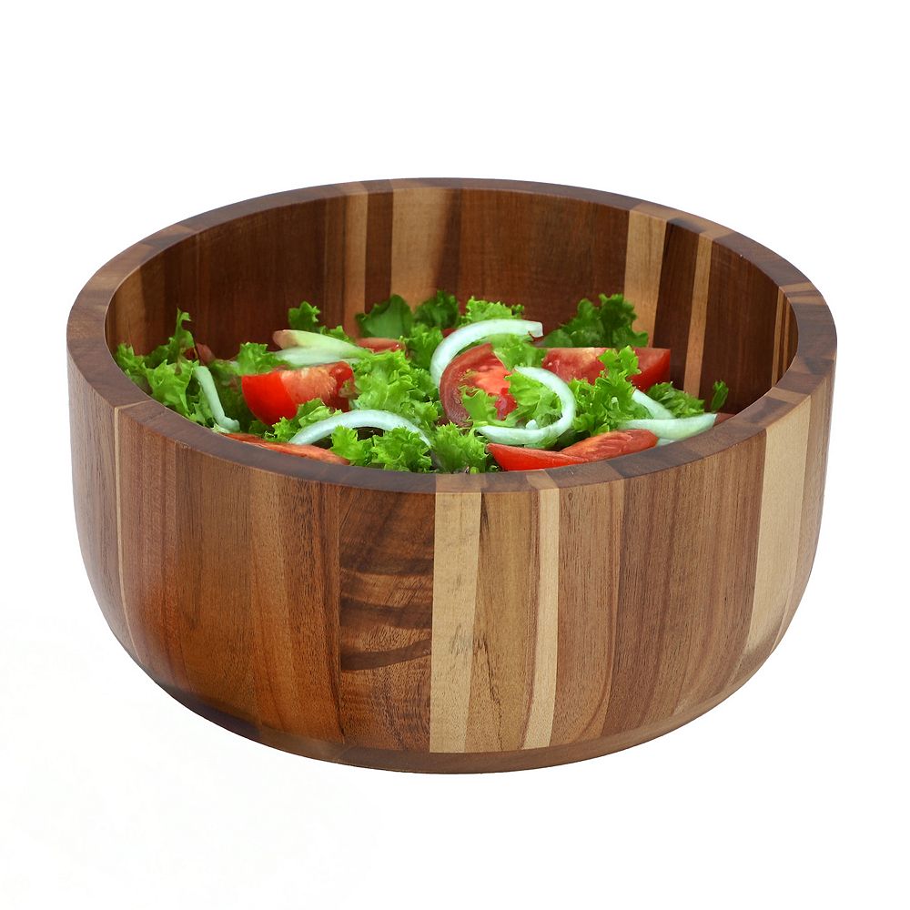 Elama 10.5 Inch Large Acacia Wood Salad Bowl