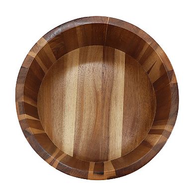 Elama 10.5 Inch Large Acacia Wood Salad Bowl