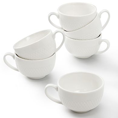 Luna 12 Piece 3 Ounce Porcelain Espresso Cup Set in White with Saucers
