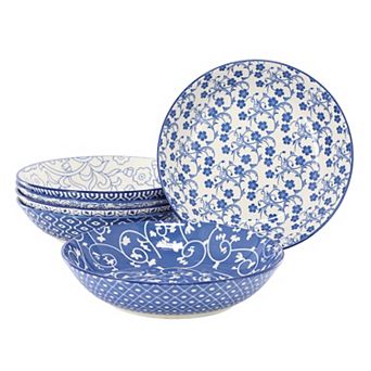 Aurora 6 pc Assorted Stoneware Bowl Set in Blue
