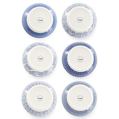 Aurora 6 Piece Assorted Stoneware Bowl Set in Blue