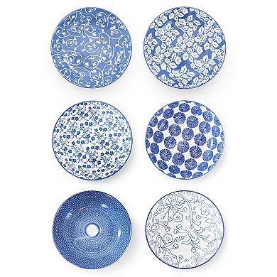 Aurora 6 Piece Assorted Stoneware Bowl Set in Blue
