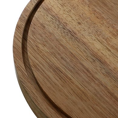 Elama Acacia Wood Multi-Function Cake Stand with Glass Dome Lid