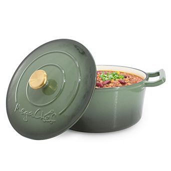 5.3-qt Round Enameled Cast Iron Casserole with Self Basting Lid in Gradient Thyme Green