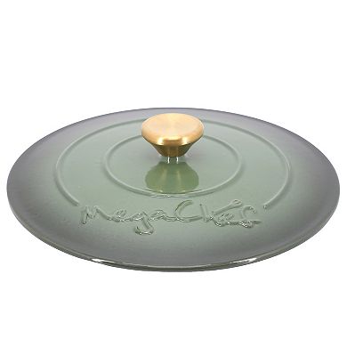 5.3 Quarts Round Enameled Cast Iron Casserole with Self Basting Lid in Gradient Thyme Green