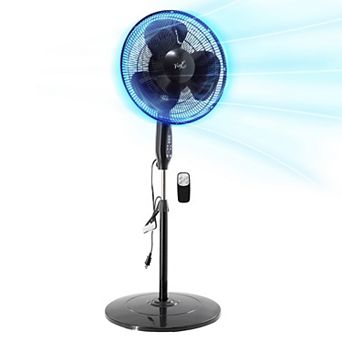 16 Inch 3 Speed Oscillating Stand Fan with Remote Control in Black