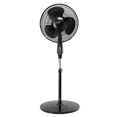 16 Inch 3 Speed Oscillating Stand Fan with Remote Control in Black