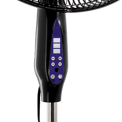16 Inch 3 Speed Oscillating Stand Fan with Remote Control in Black