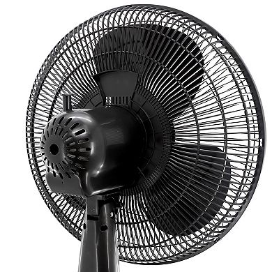 16 Inch 3 Speed Oscillating Stand Fan with Remote Control in Black