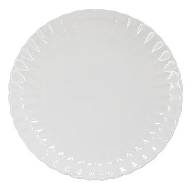 Jane 16 Piece Scalloped Double Bowl Porcelain Dinnerware Set in White