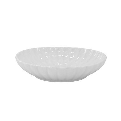 Jane 16 Piece Scalloped Double Bowl Porcelain Dinnerware Set in White