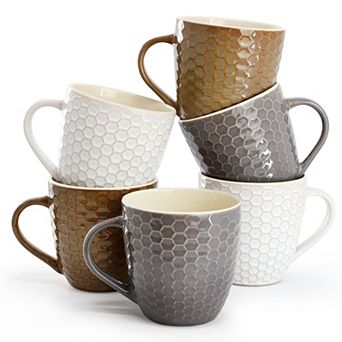 Honeycomb 6 pc 15 oz. Mug Set, Assorted Colors