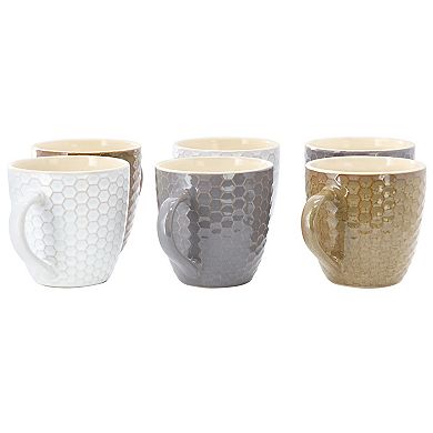 Honeycomb 6-Piece 15 oz. Mug Set, Assorted Colors