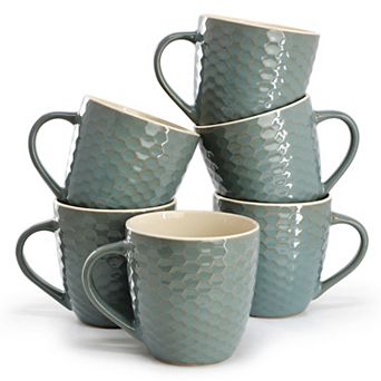 Honeycomb 6 pc 15 oz. Mug Set in Turquoise