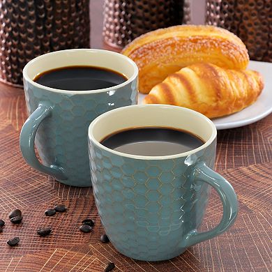 Honeycomb 6 Piece 15 oz. Mug Set in Turquoise