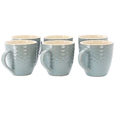 Honeycomb 6 Piece 15 oz. Mug Set in Turquoise