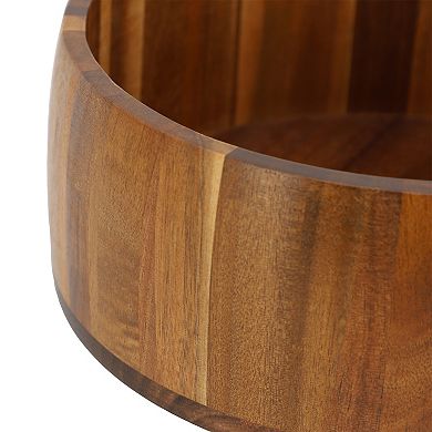 Elama 9.75 Inch Large Acacia Wood Salad Bowl