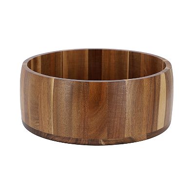 Elama 9.75 Inch Large Acacia Wood Salad Bowl