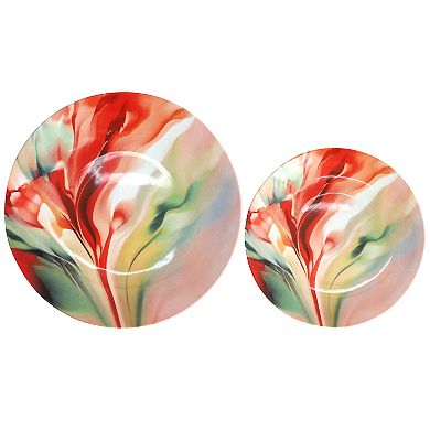 Autumn Storm 16 Piece Abstract Design Round Porcelain Dinnerware Set in Multicolor