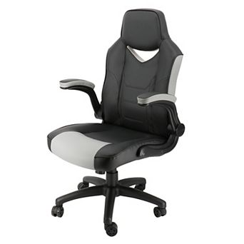 High Back Adjustable Faux Leather Office Chair in Black and Gray
