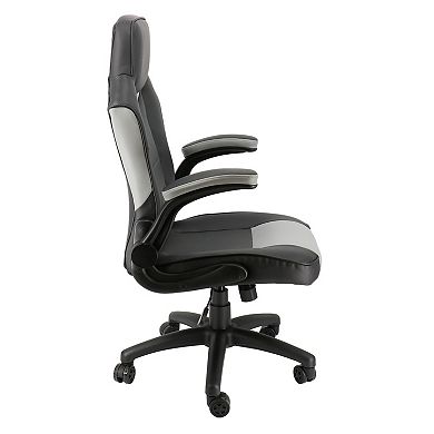 High Back Adjustable Faux Leather Office Chair in Black and Gray