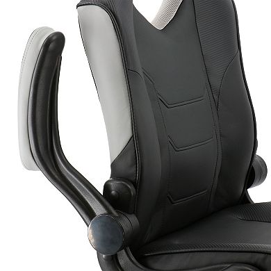 High Back Adjustable Faux Leather Office Chair in Black and Gray