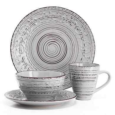 Malibu Calcite 16-Piece Dinnerware Set in Light Gray