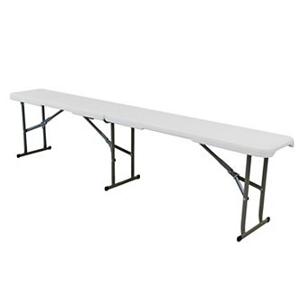 6 Foot Plastic Folding Bench in White