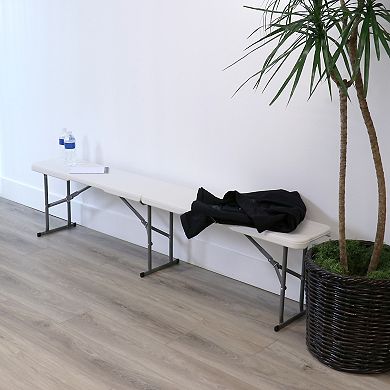 6 Foot Plastic Folding Bench in White