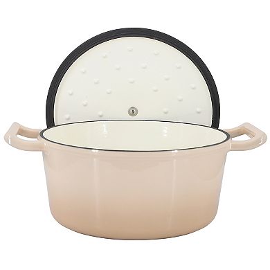 5.3 Quarts Round Enameled Cast Iron Casserole with Self Basting Lid in Peanut Butter