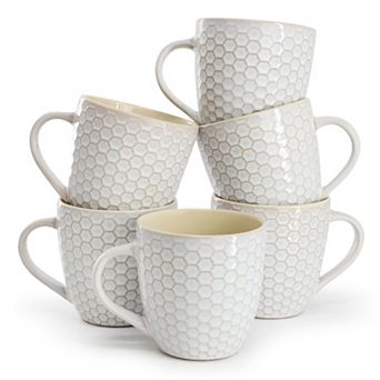 Honeycomb 6 pc 15 Ounce Mug Set in White