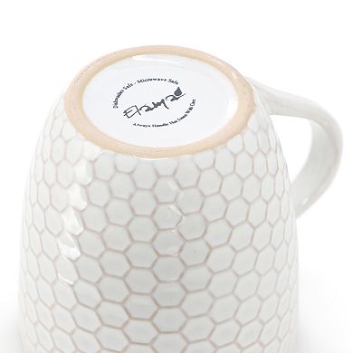 Honeycomb 6 Piece 15 Ounce Mug Set in White